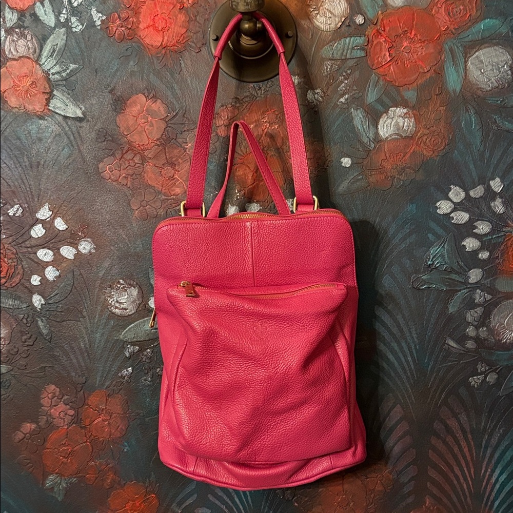 Hot Pink Italian Leather Backpack from Florence - Picture 9 of 9